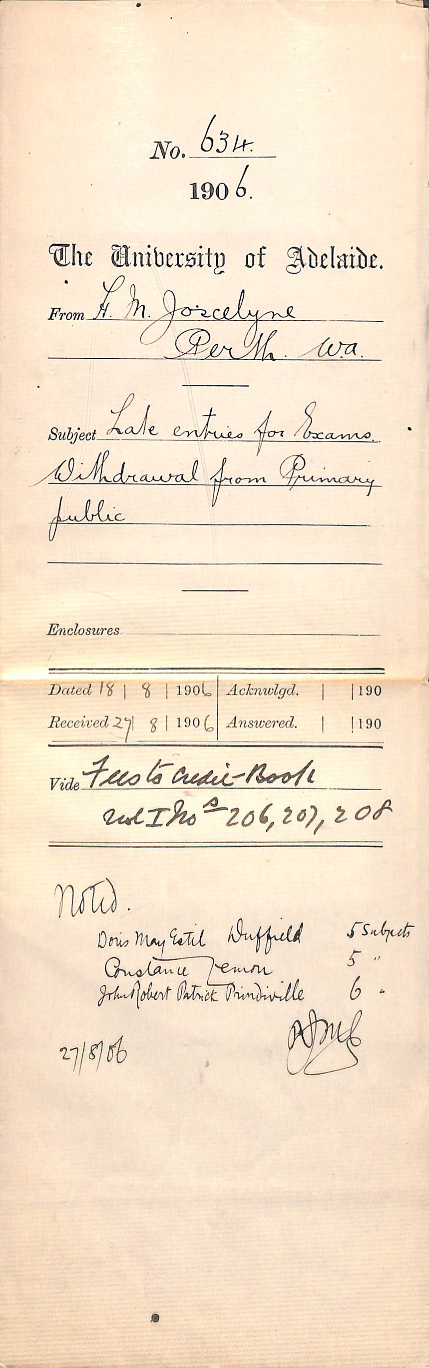 Late entries for Exams Withdrawal from Primary Public