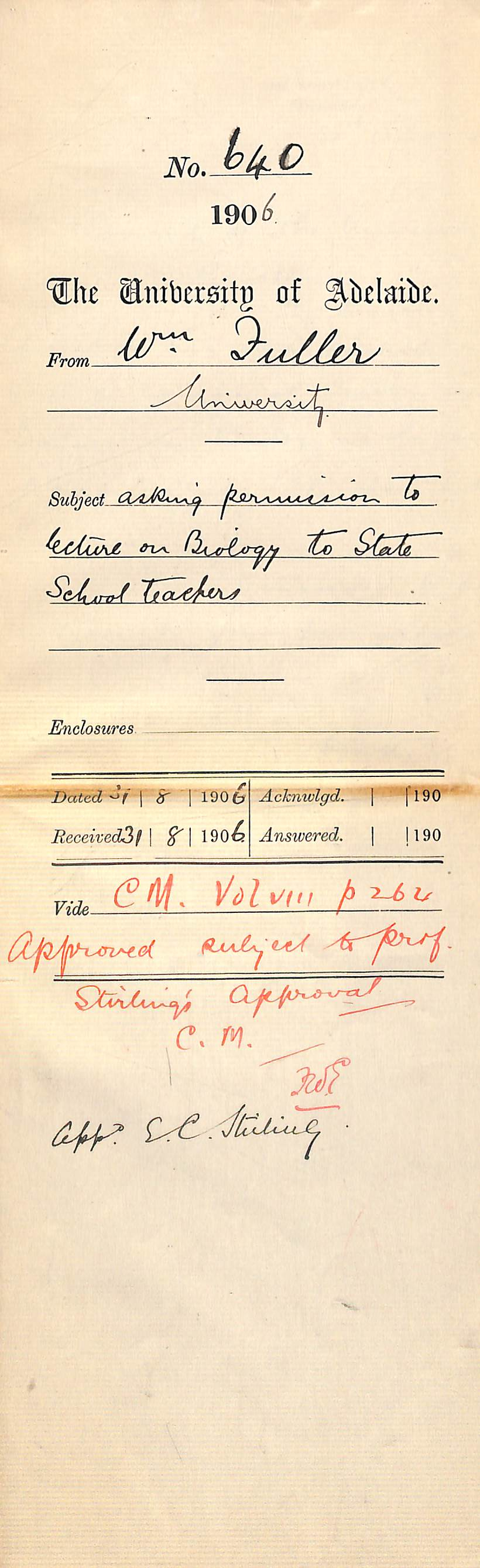 Asking permission to lecture on Biology to State School Teachers