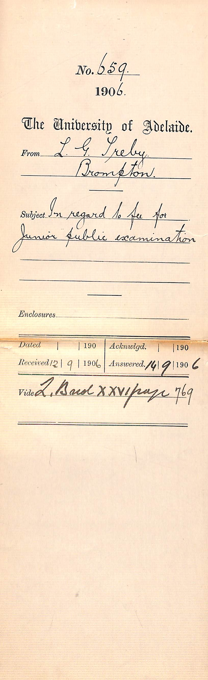 In regard to fee for Junior Public Examination