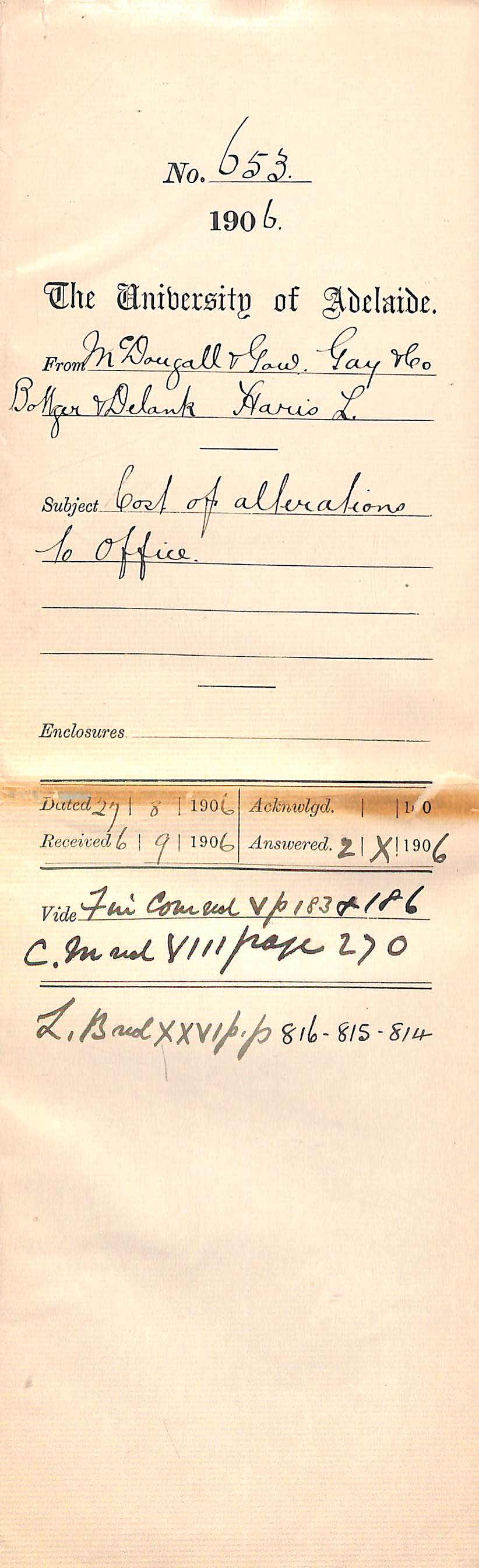 Cost of alterations to Office