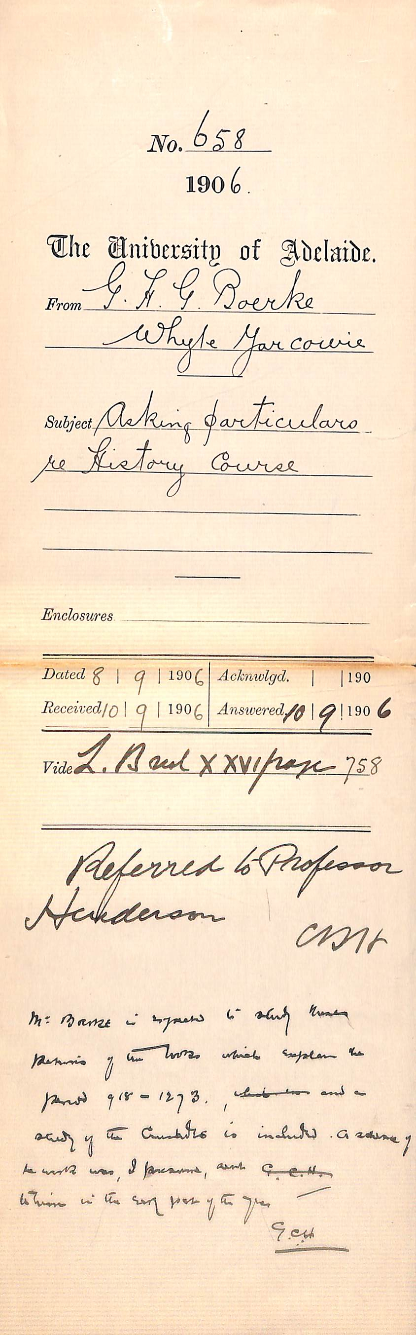 Asking particulars re History Course