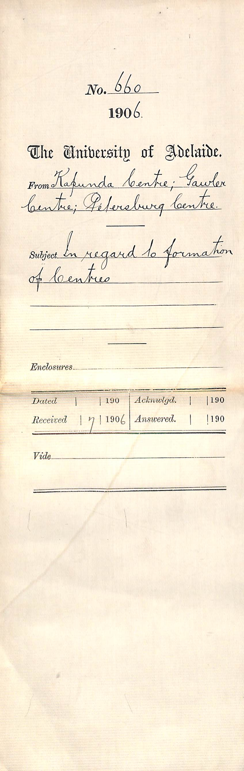 In regard to formation of Centres