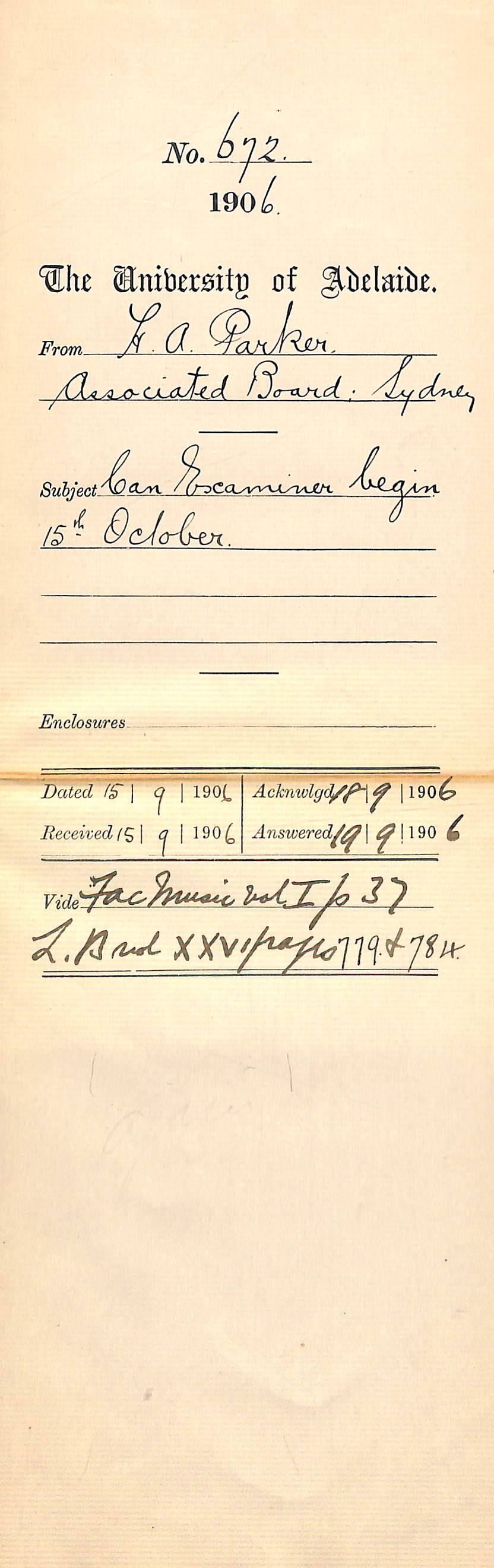 Can examiner begin 15th October