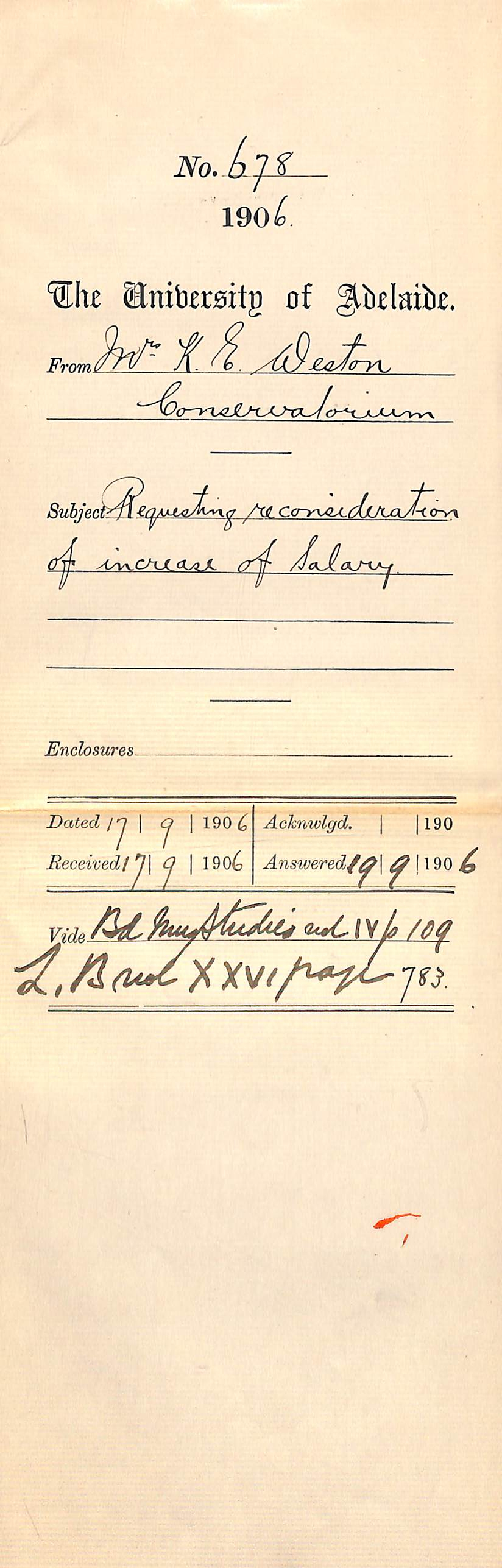 Requesting reconsideration of increase of salary