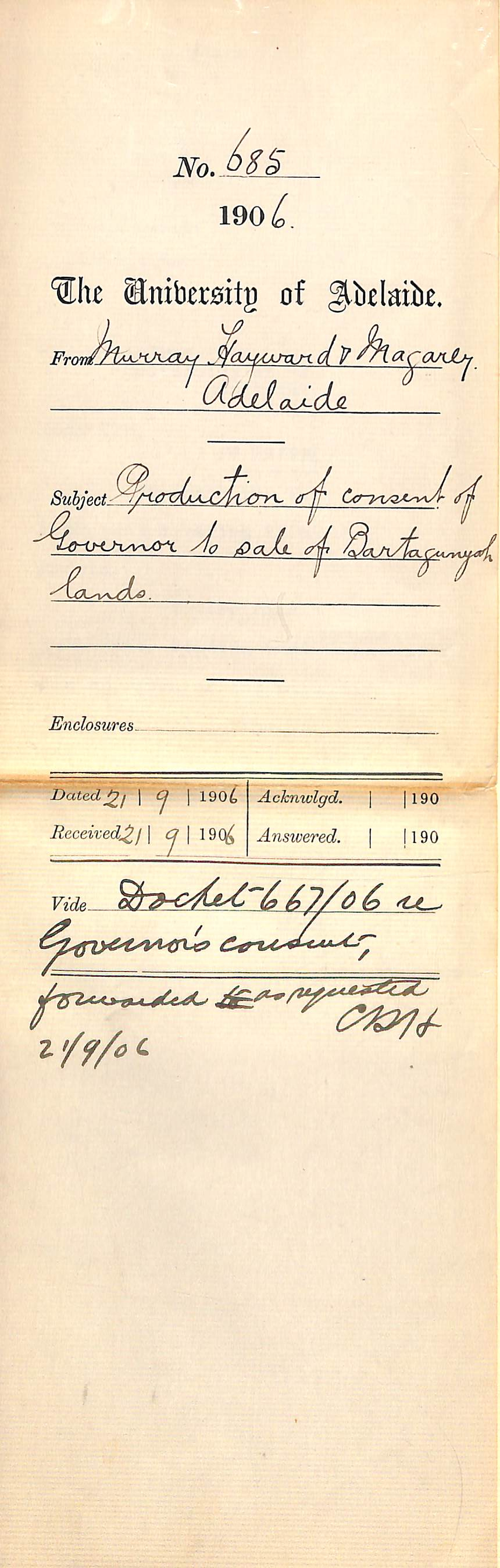 Requesting proof of university consent for the sale of land