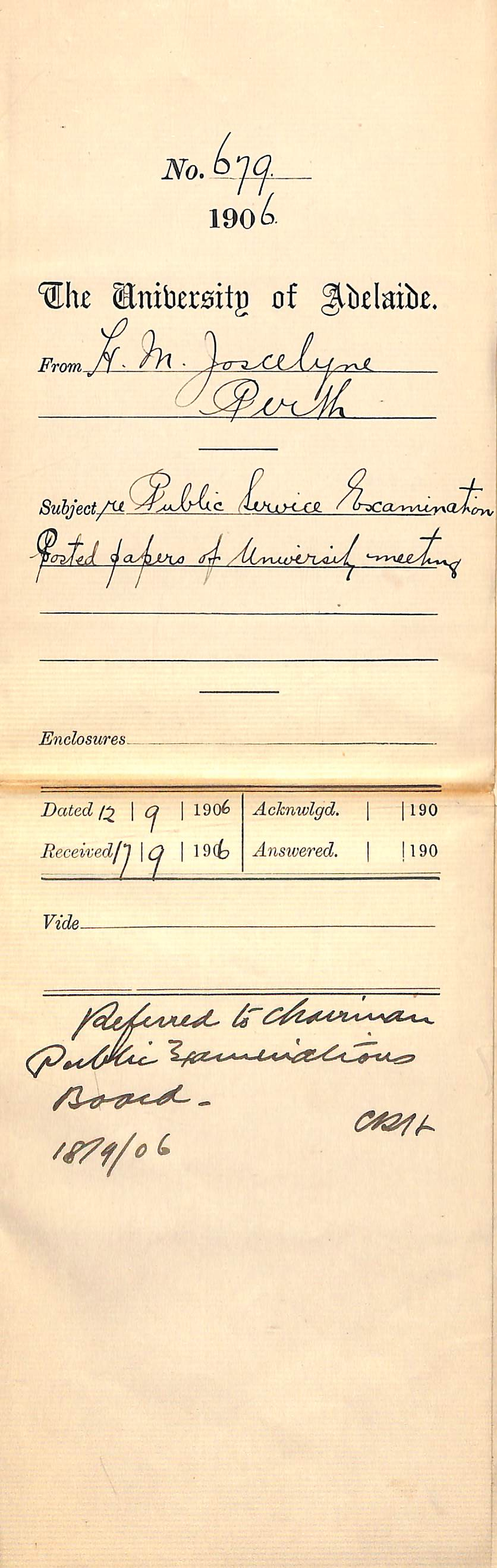 Public Service Examination, Posted papers of University meeting