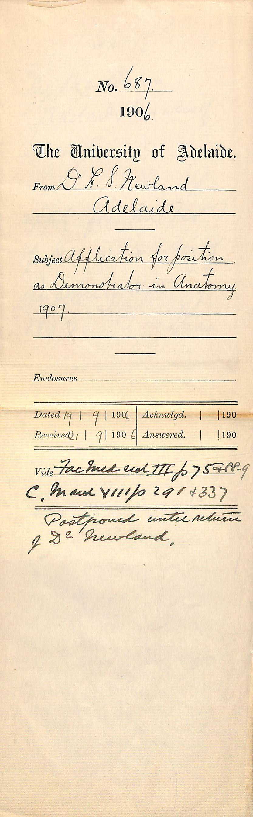 Application for the position