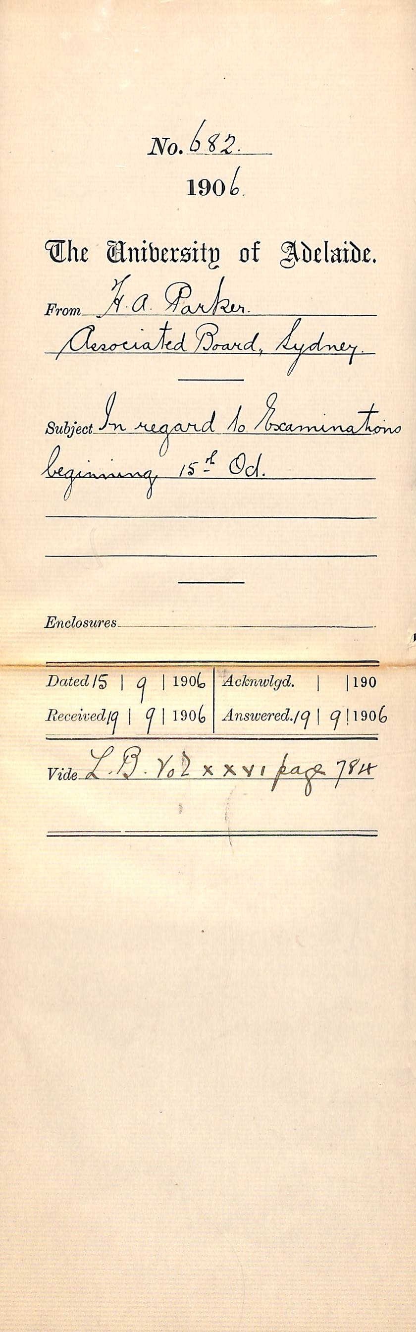 Regarding arrangements for the music examinations