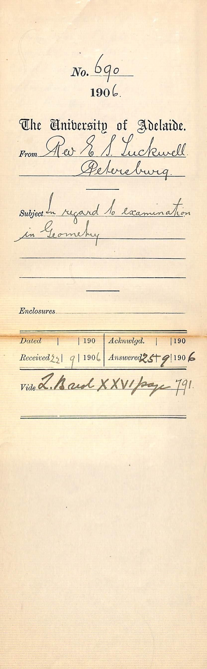 Regarding the examination in Geometry