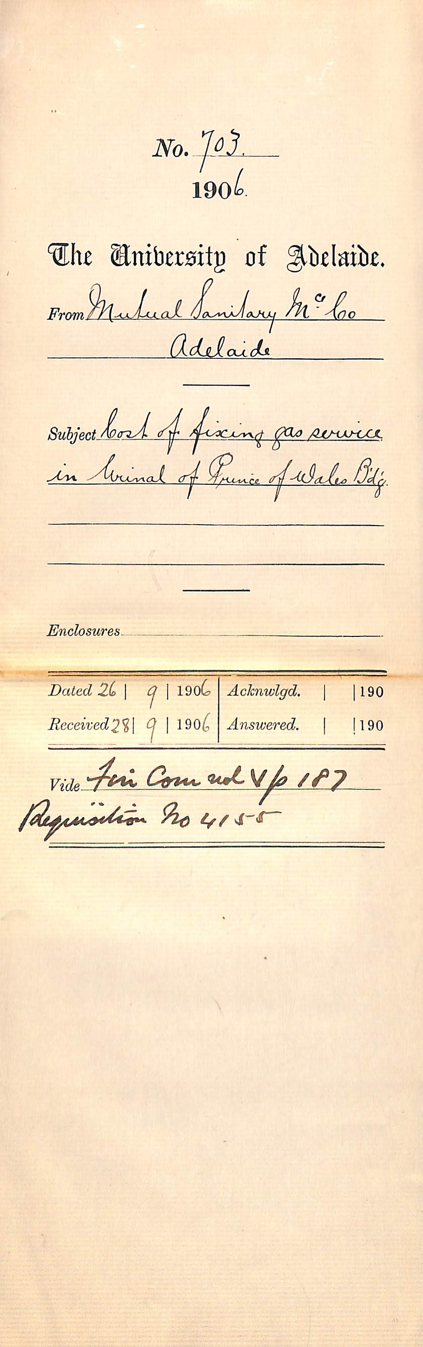 Stating the cost of fixing the gas service and one light