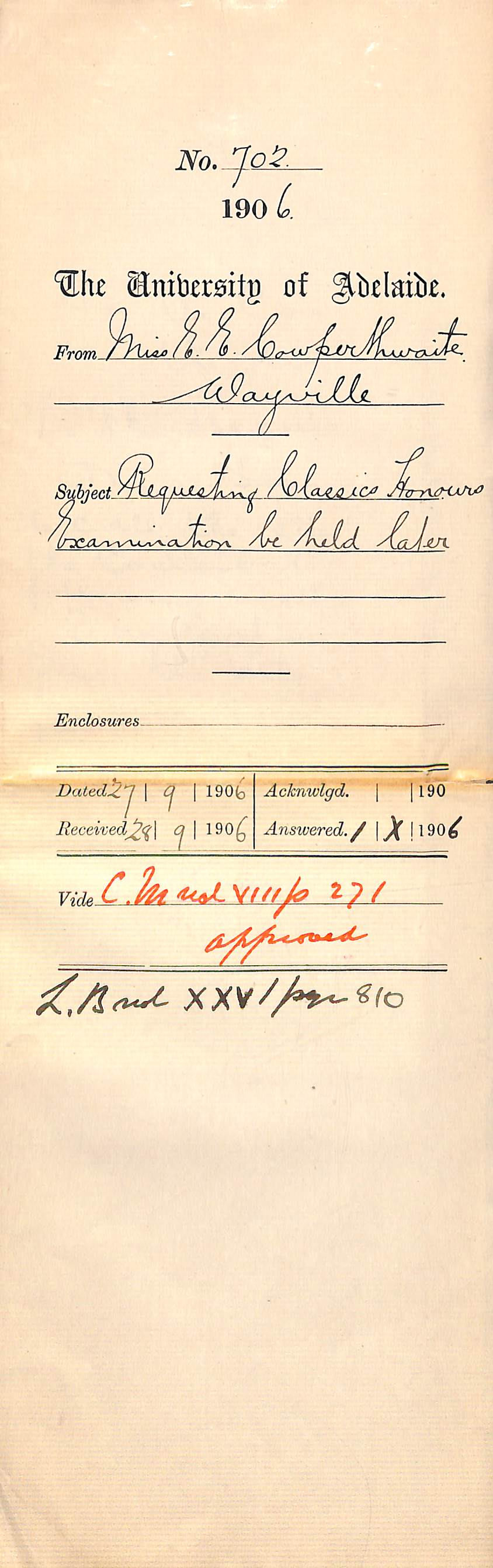 Requesting examination be held later