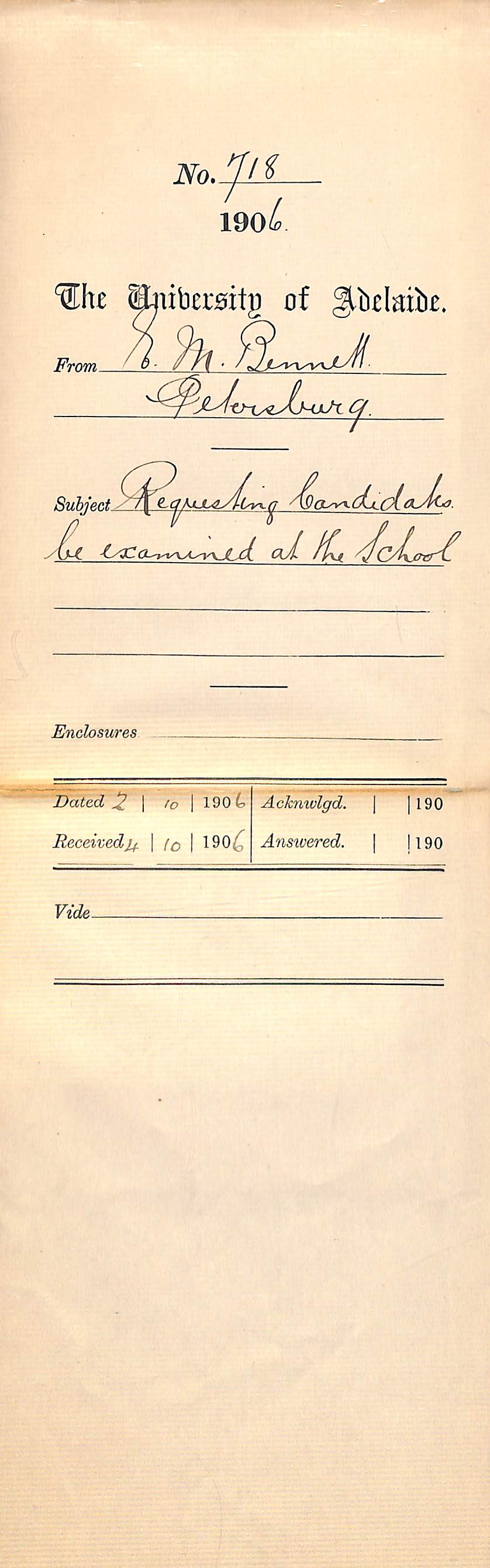 Requesting change of exam venue