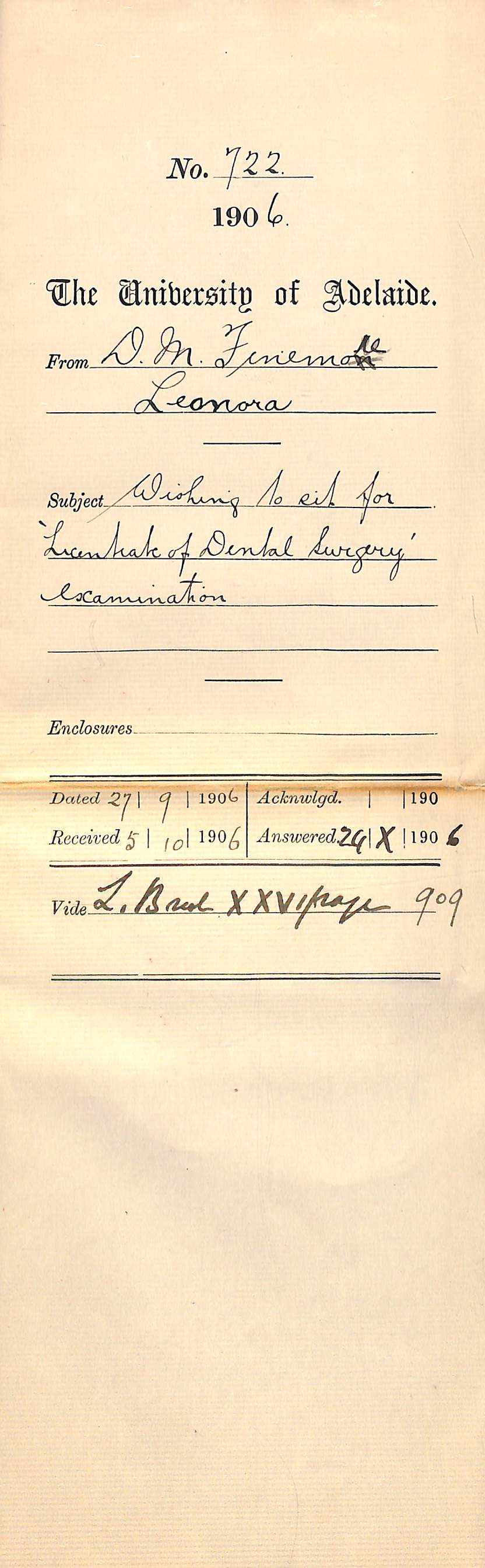 Asking particulars about Dentistry exam