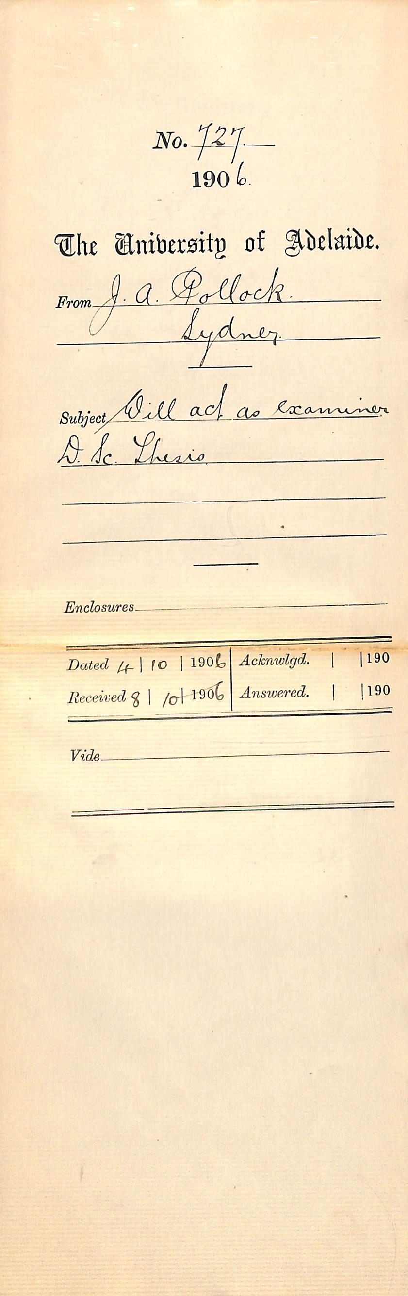 Accepting position as an Examiner