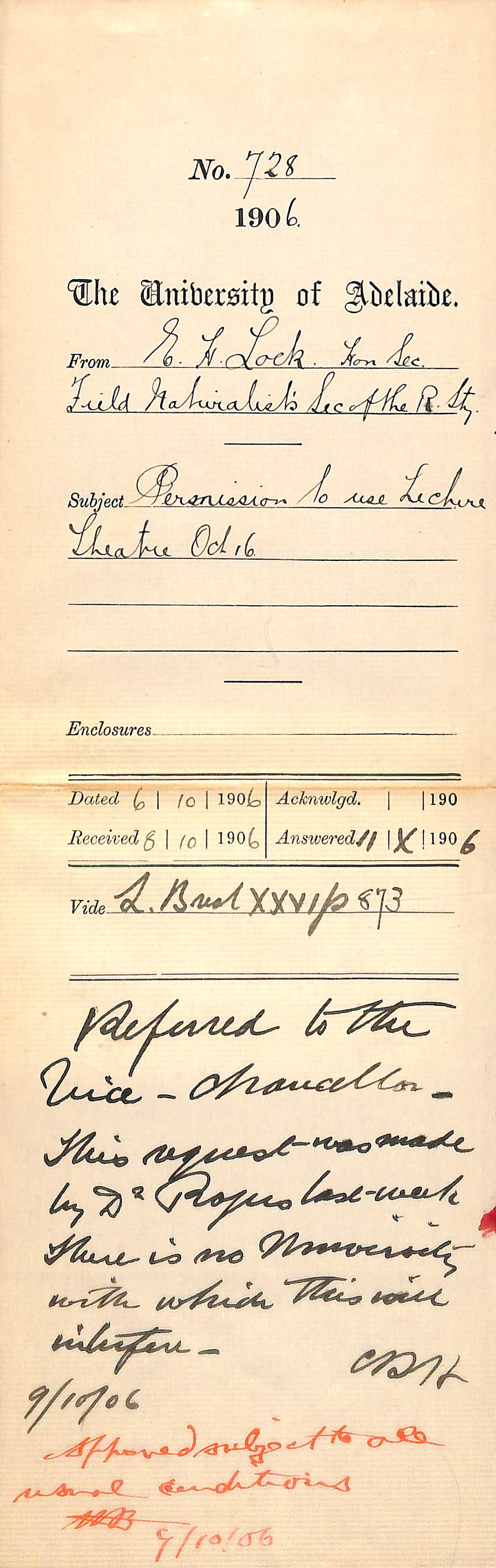 Asking permission to use Prince of Wales Lecture Theatre