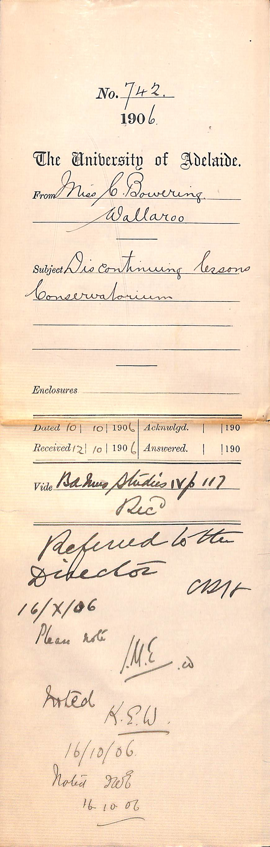 Requesting forms and advising that unable to continue lessons