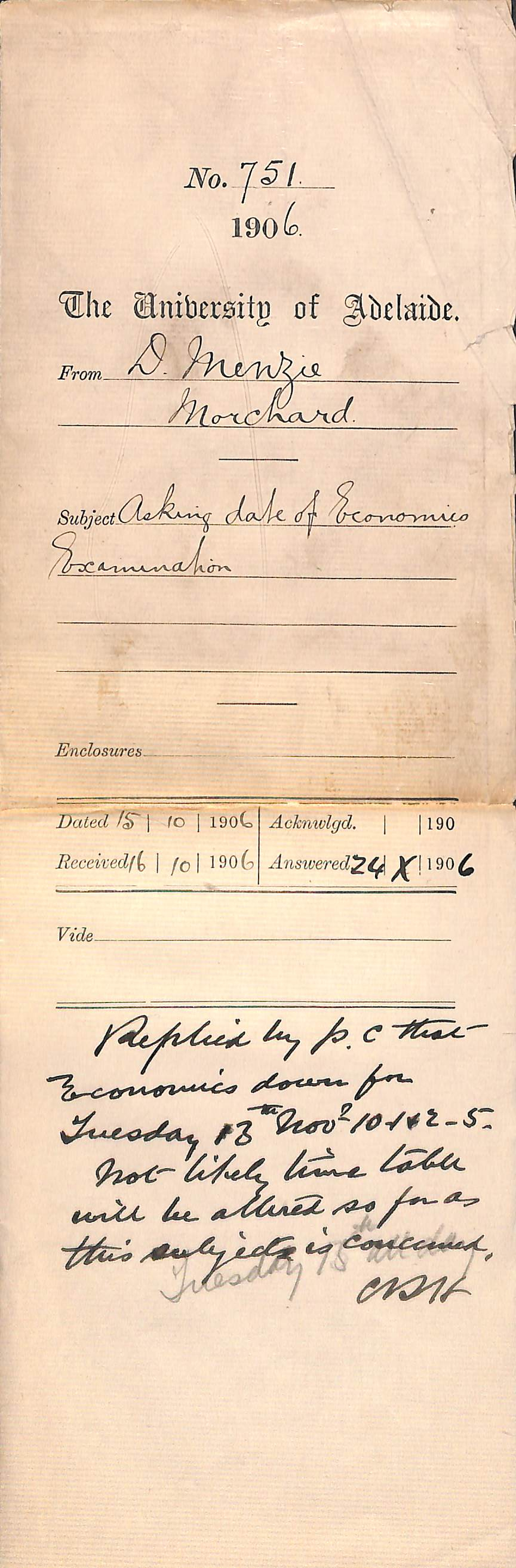 Requesting convenient exam date