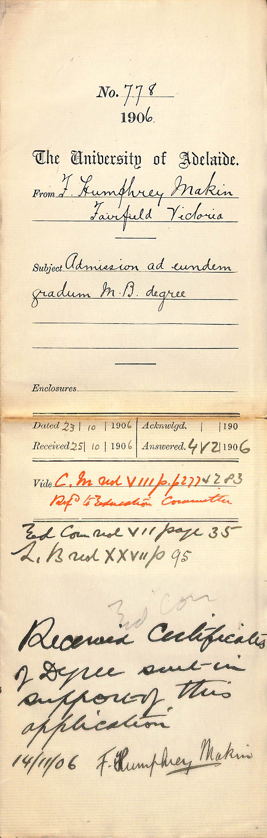 Applying for medical degree ad eundem gradum