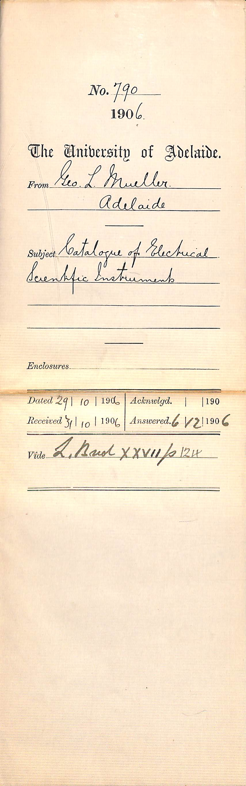 Sending copy of instrument catalogue