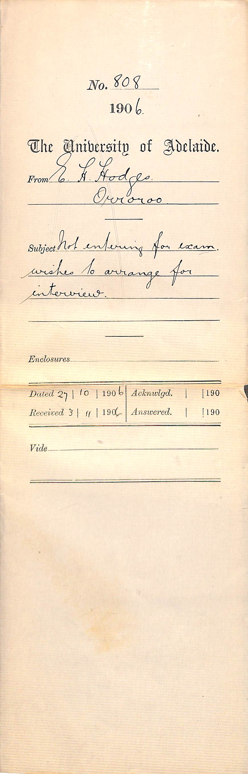 Deferring exam and asking for appointment