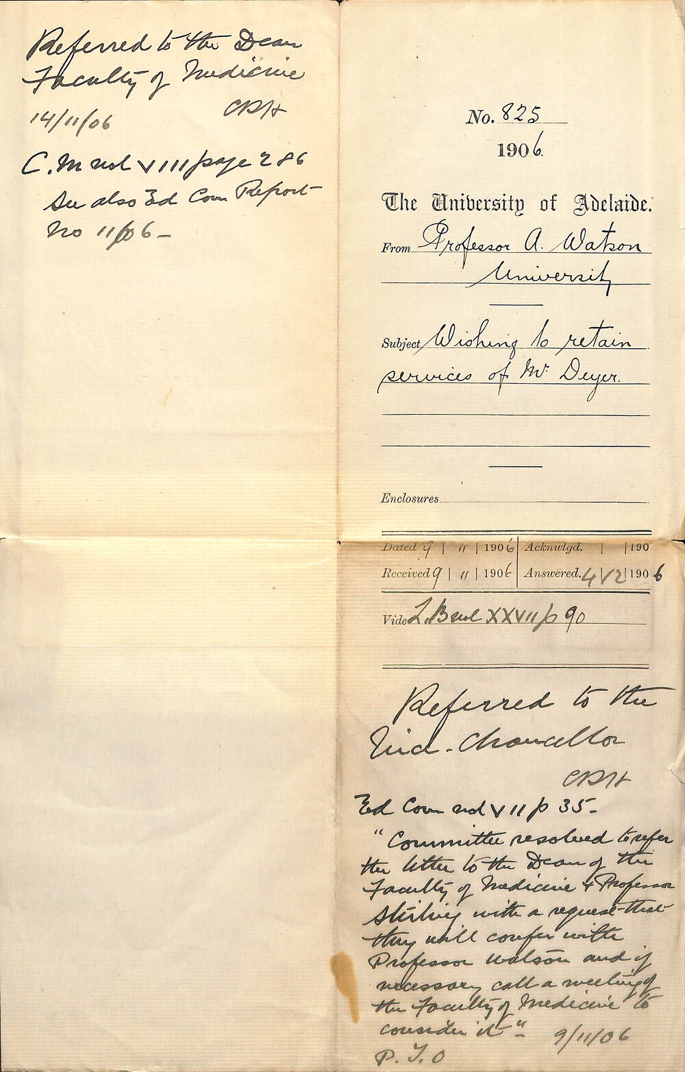 Asking Registrar to reconsider dismissal of employee