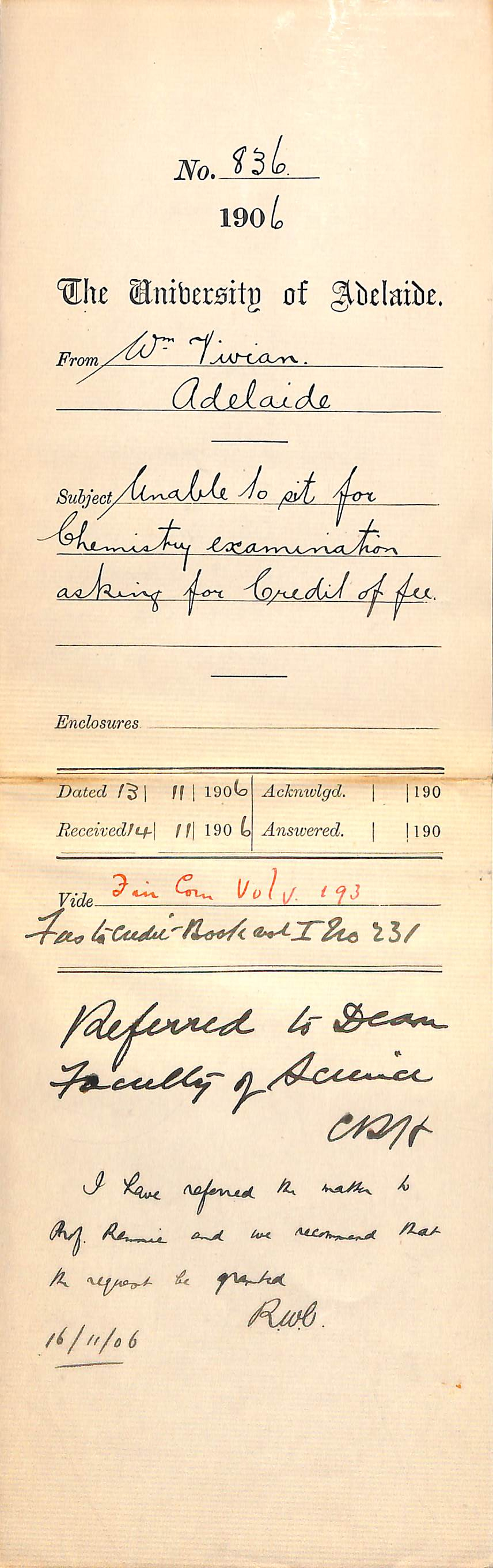 Asking for exam fee credit