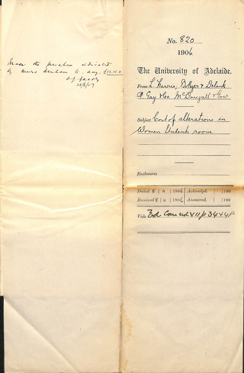 Submitting quotes for Herbarium room joinery work