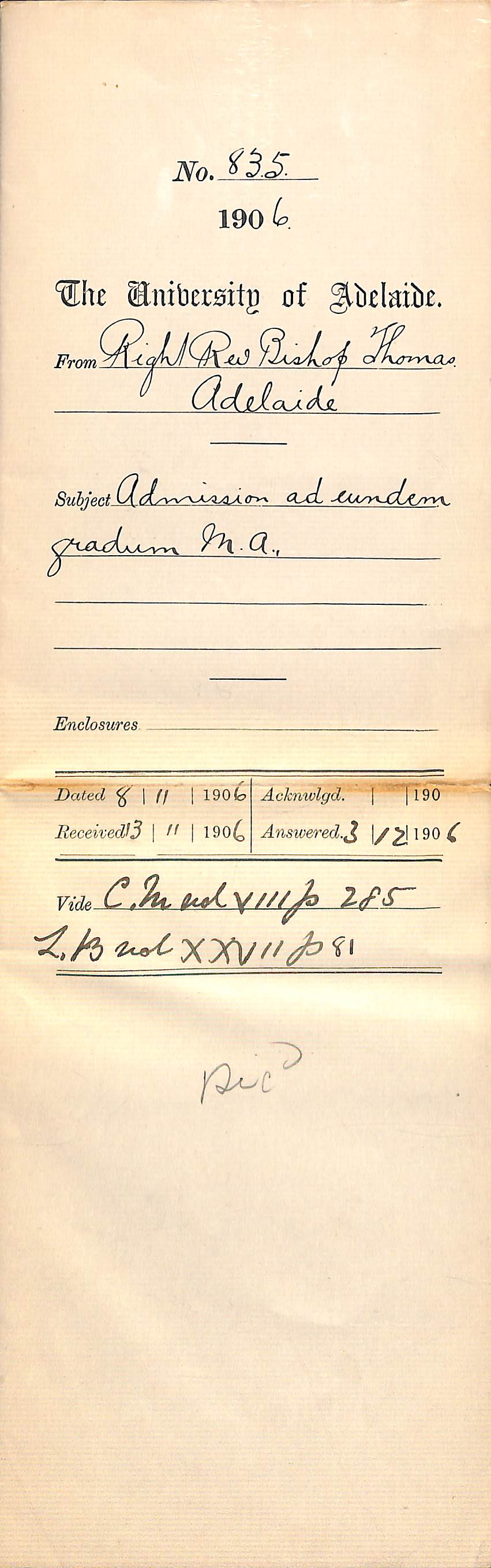 Applying for MA ad eundem gradum