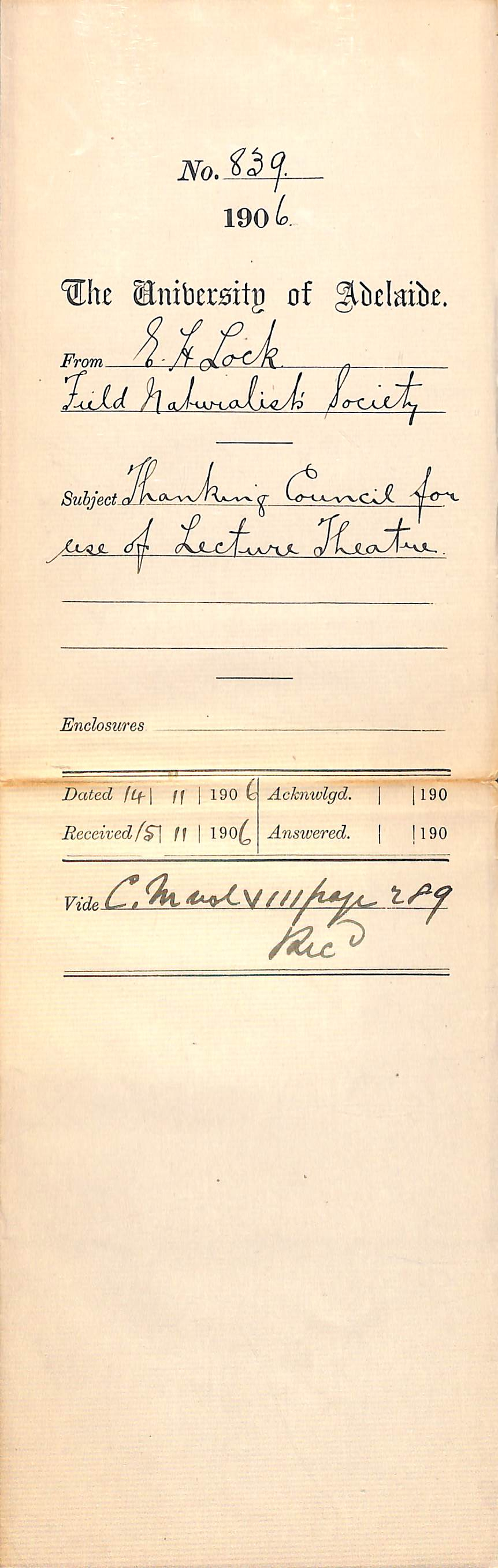 Thanking for the use of the Prince of Wales Lecture Theatre