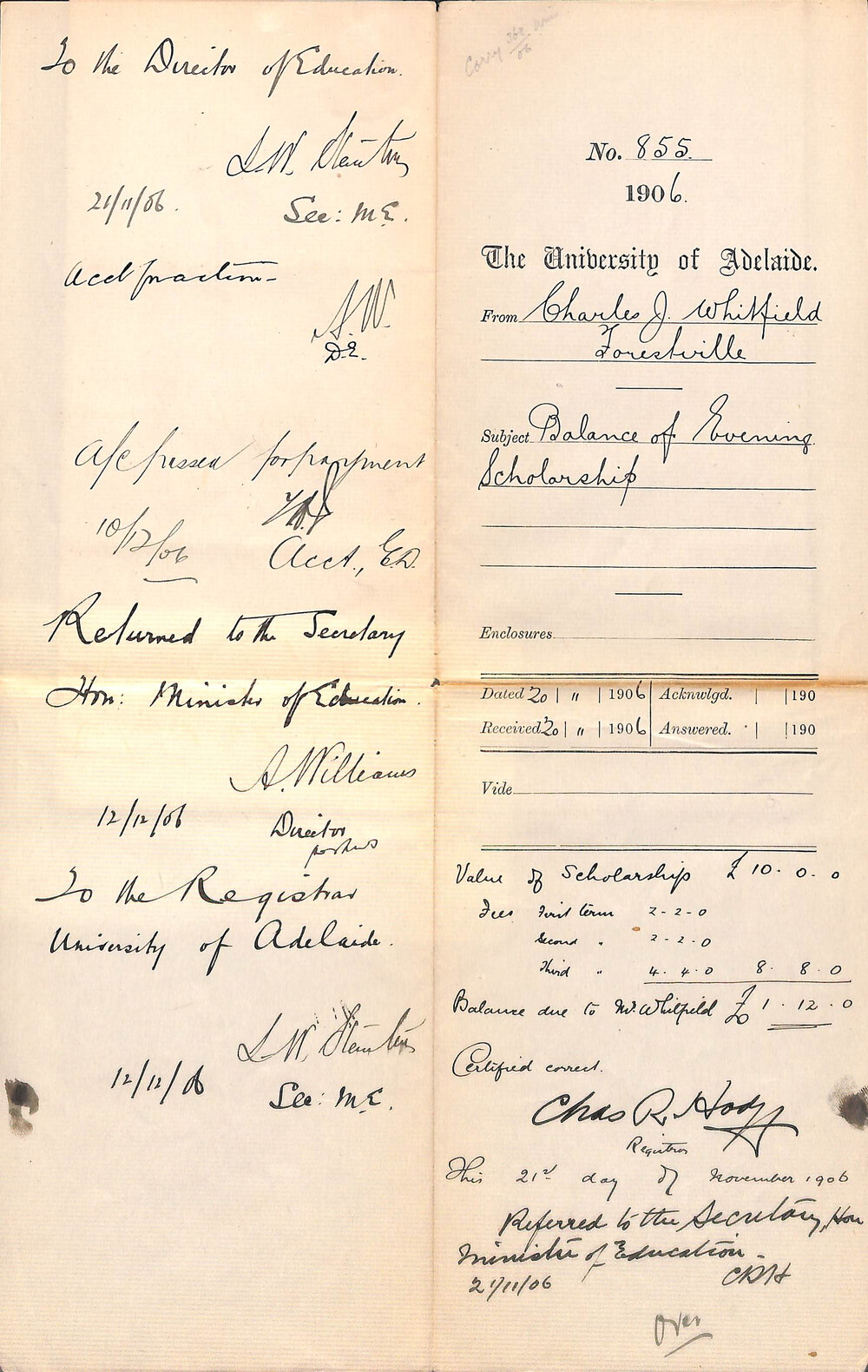 Balance of Evening Scholarship