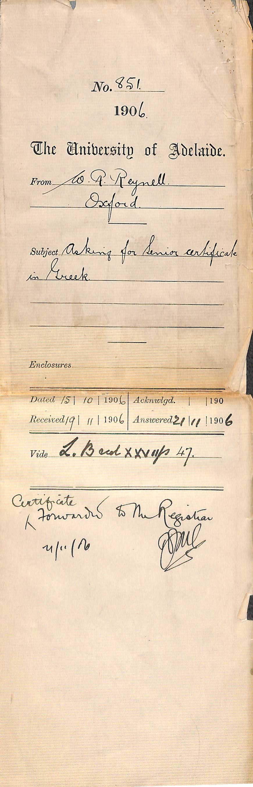 Asking for Senior Certificate in Greek