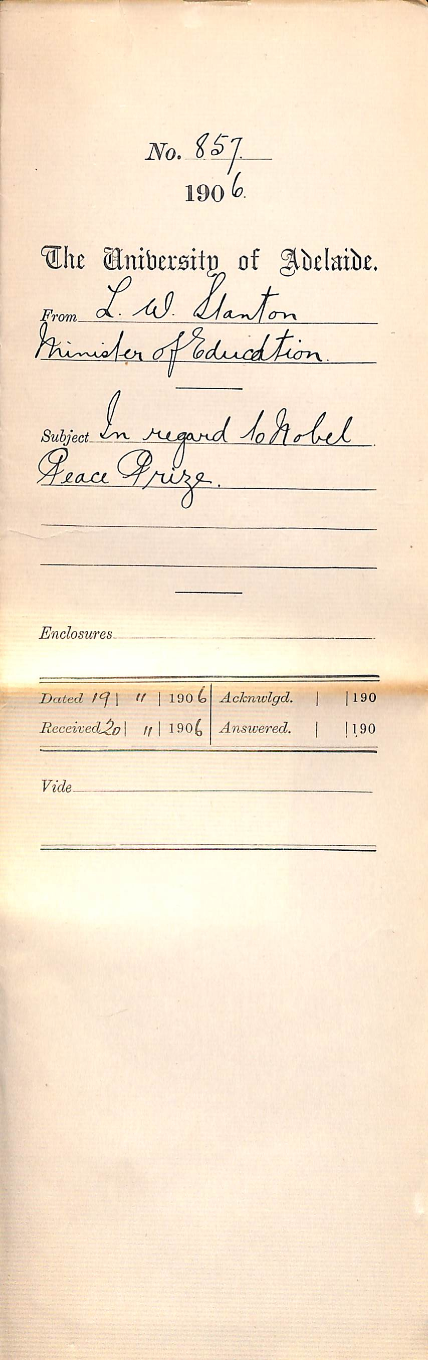 In regard to Nobel Peace Prize