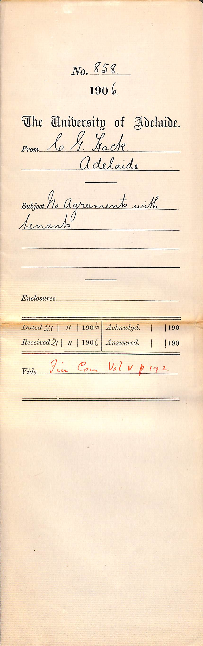 No Agreement with Tenants