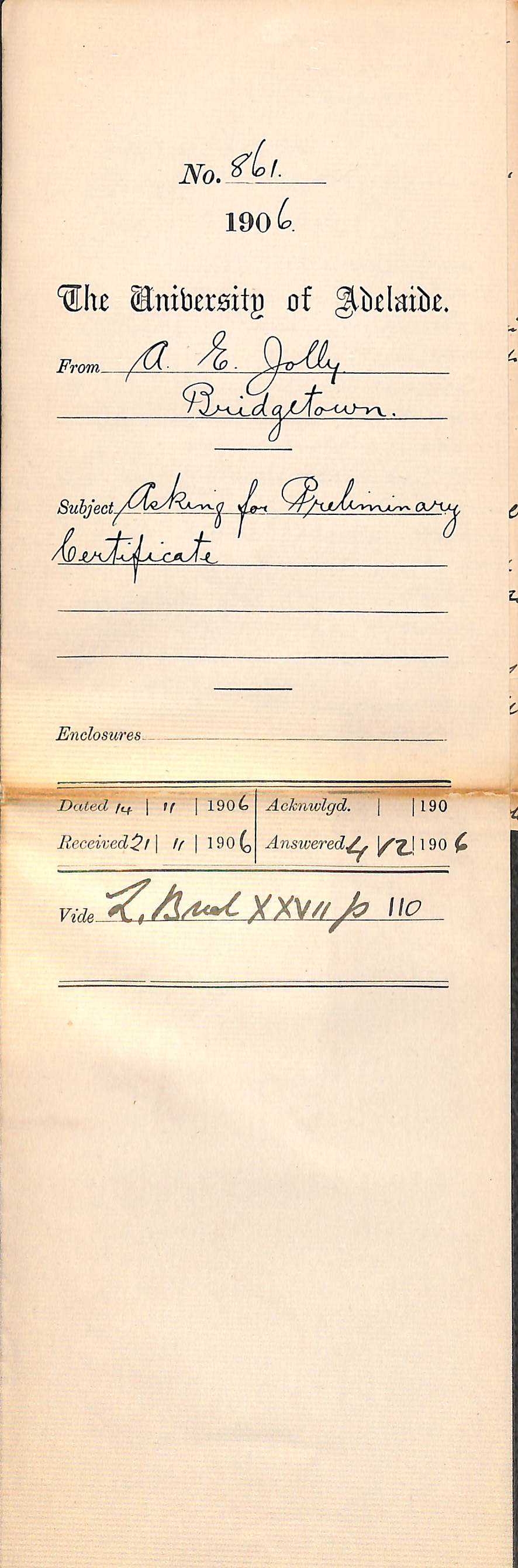 Asking for Preliminary Certificate