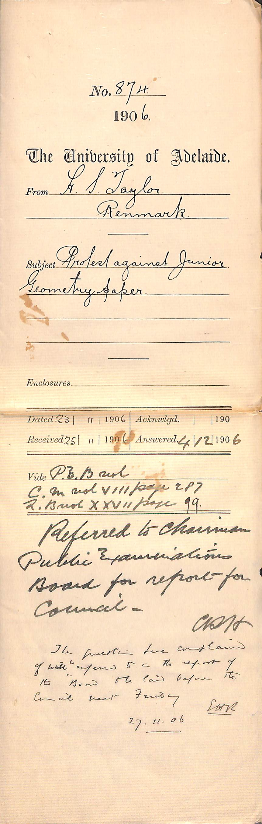 Protest against Junior Geometry Paper