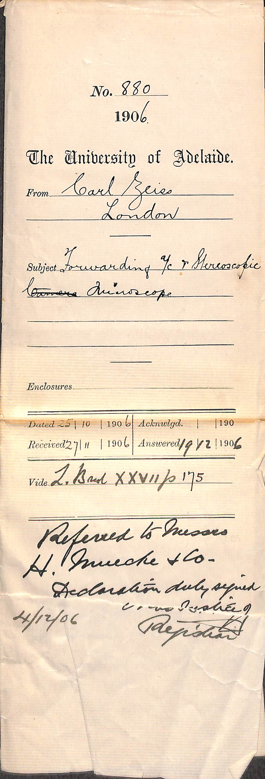 Forwarding Accounts and Stereoscopic Microscope