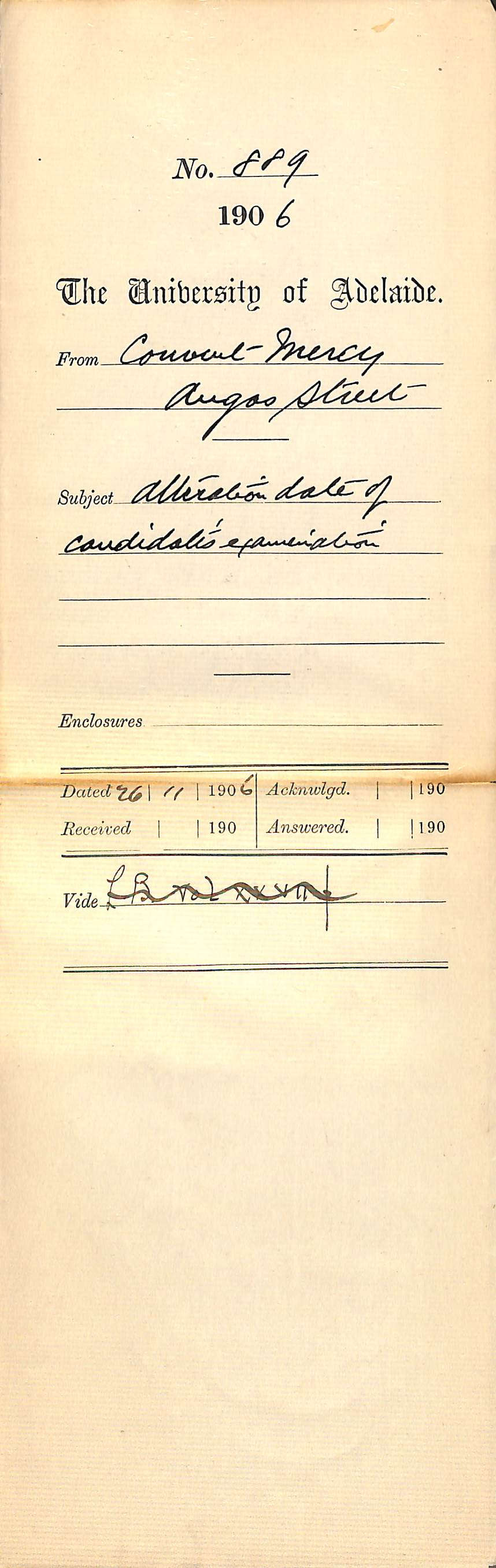 Alteration date of Candidates Examination