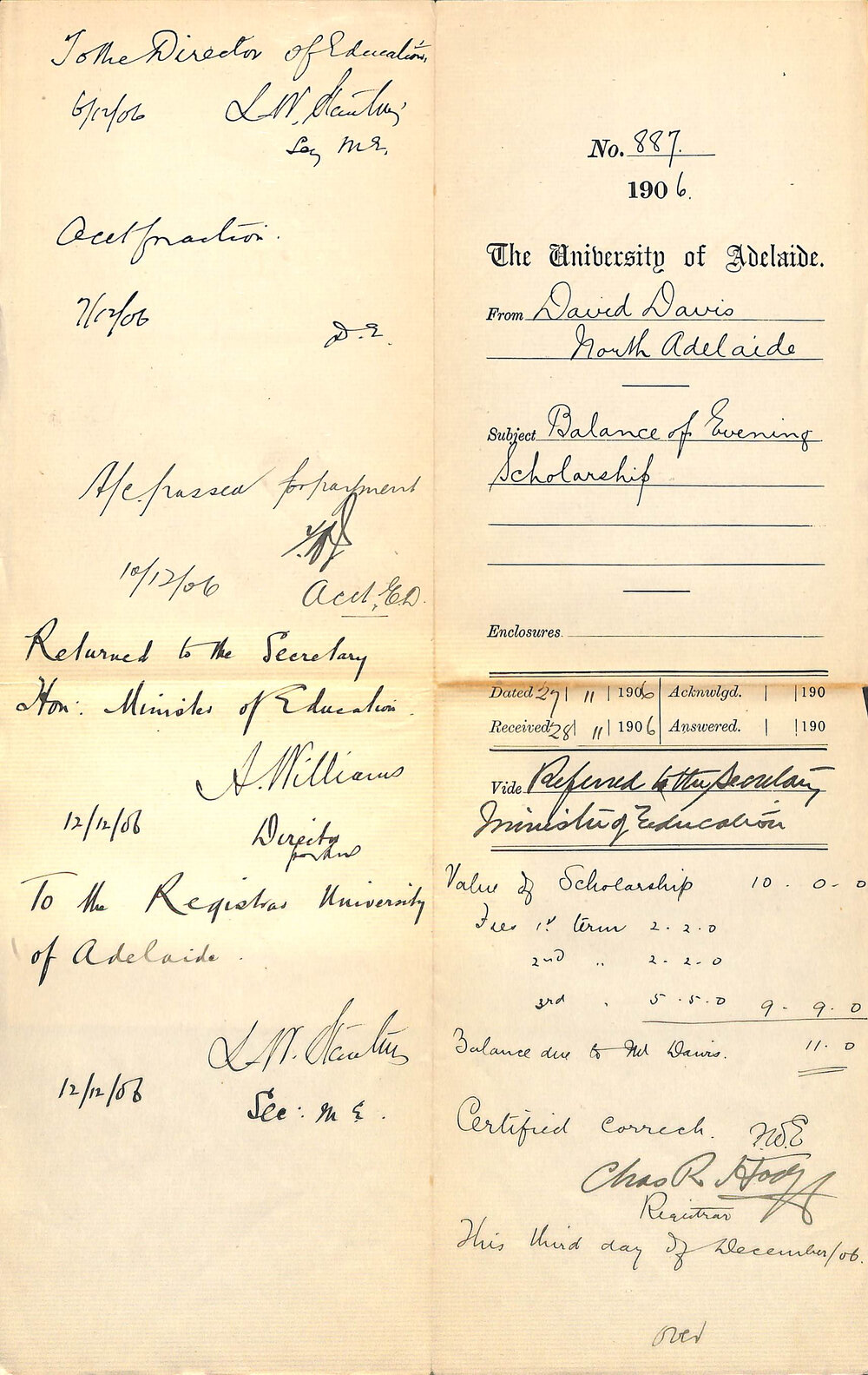 Balance of Evening Scholarship - Davis