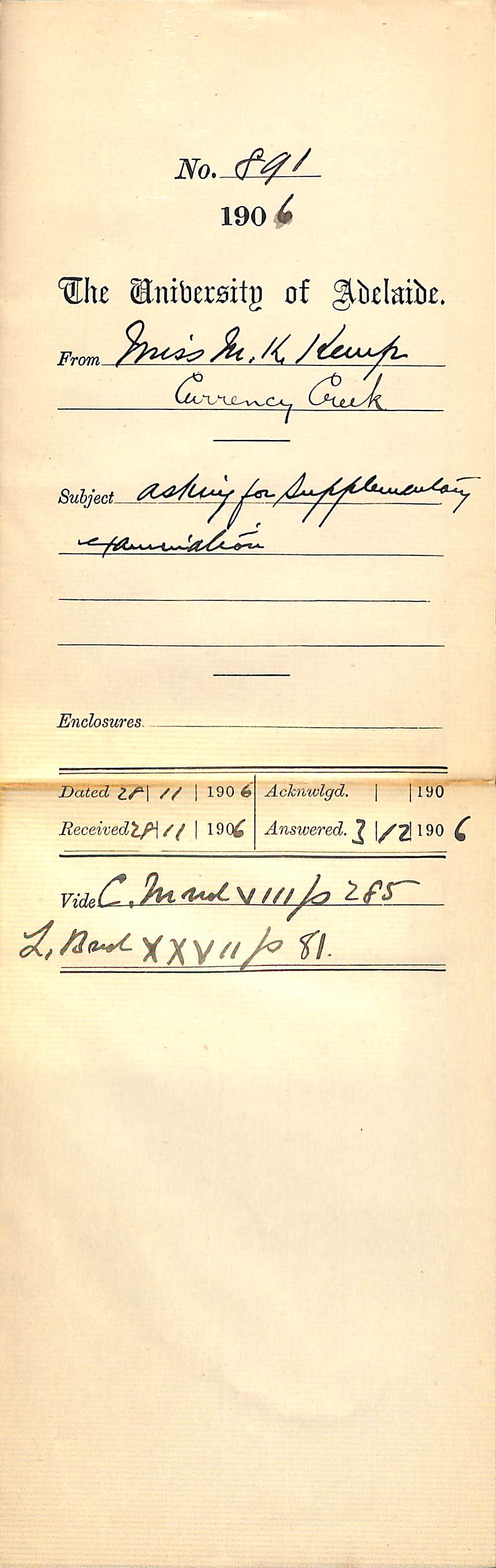 Asking for Supplementary Examination - Kemp