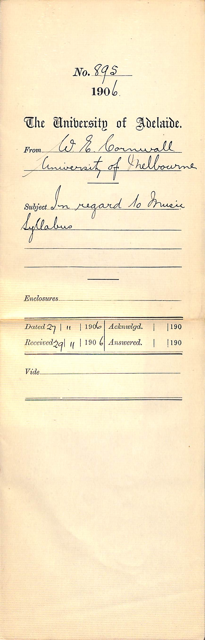 In regard to Music Syllabus