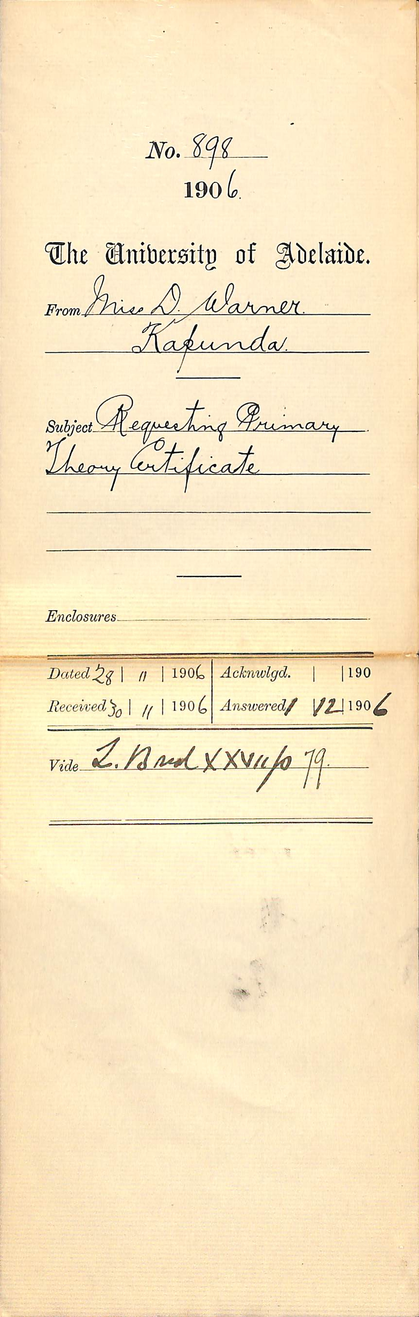 Requesting Primary Theory Certificate