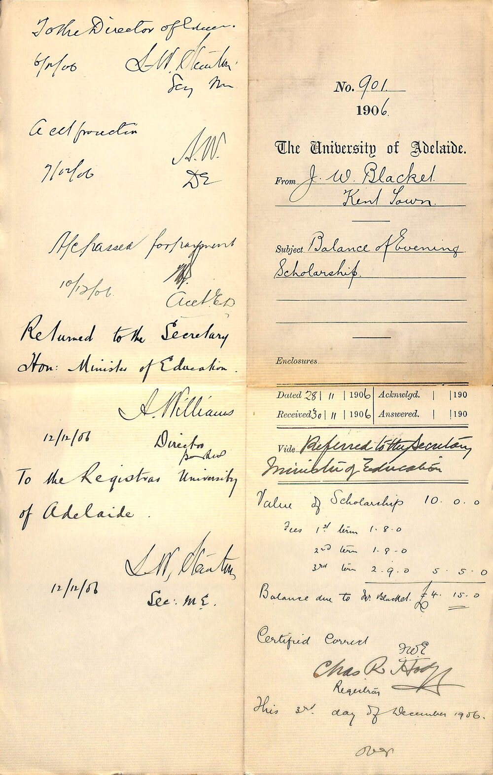 Balance of Evening Scholarship 