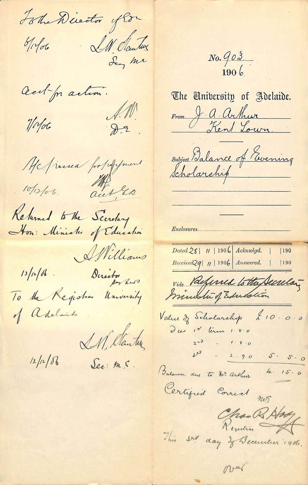 Balance of Evening Scholarship