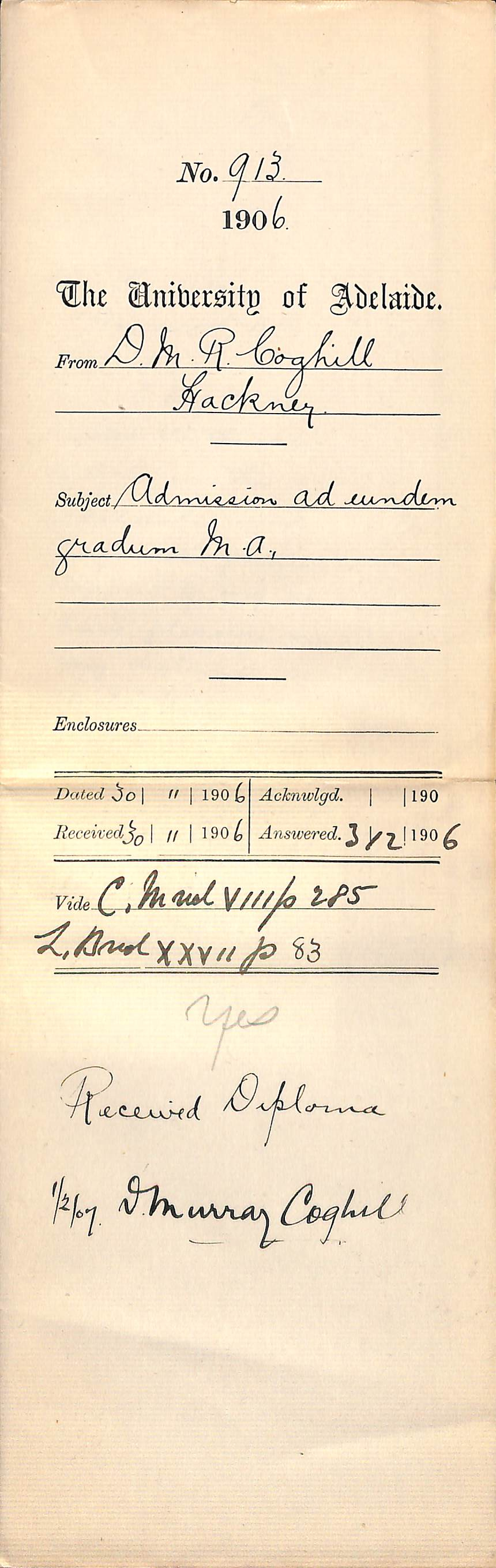 Admission ad eundem gradum MA