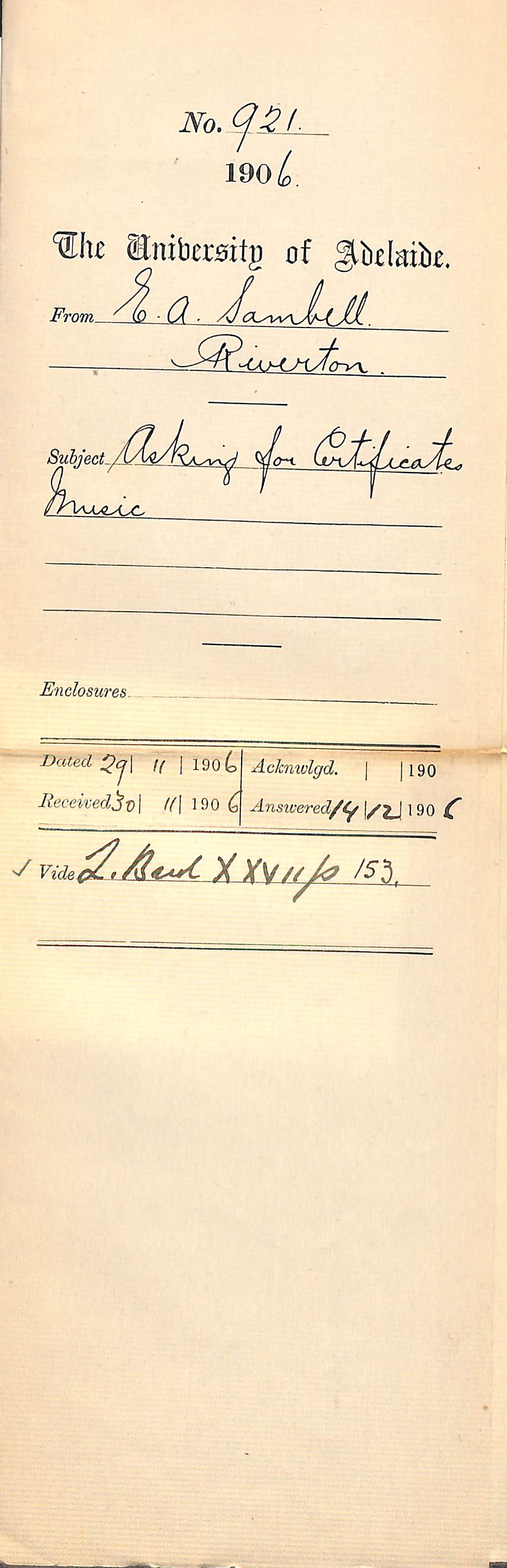 Asking for Certificates Music 