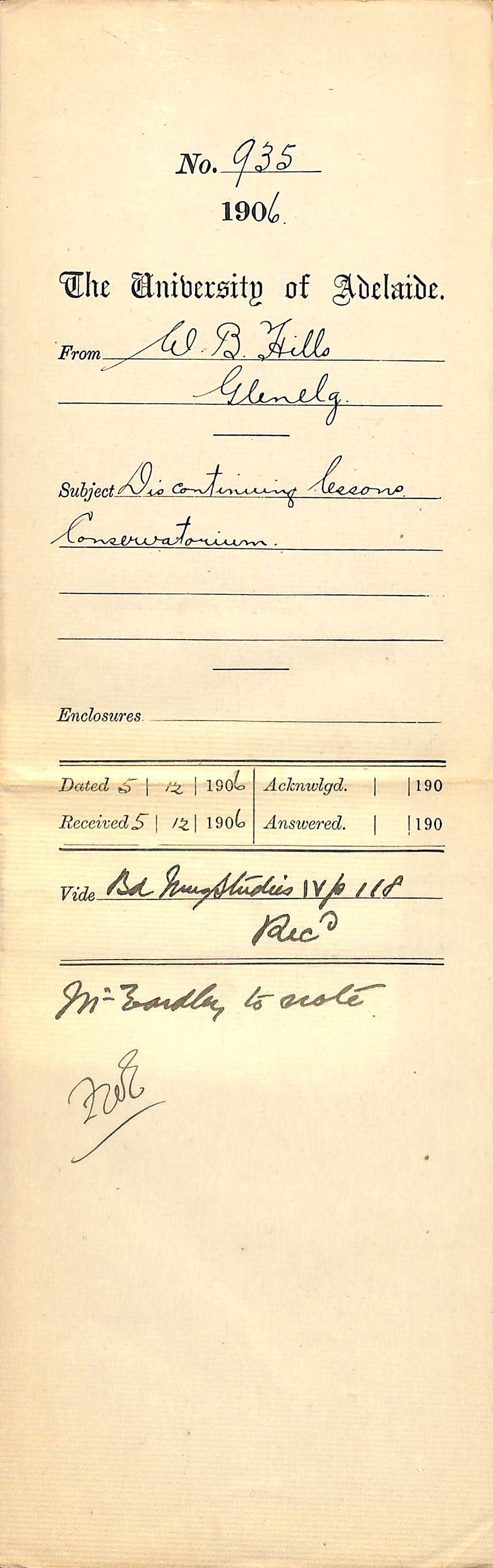 Discontinuing lessons Conservatorium