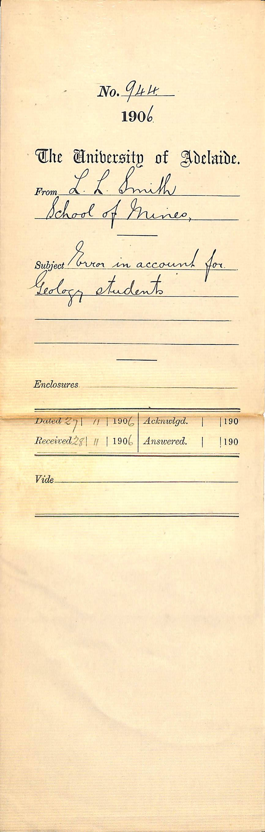 Error in Account for Geology Students