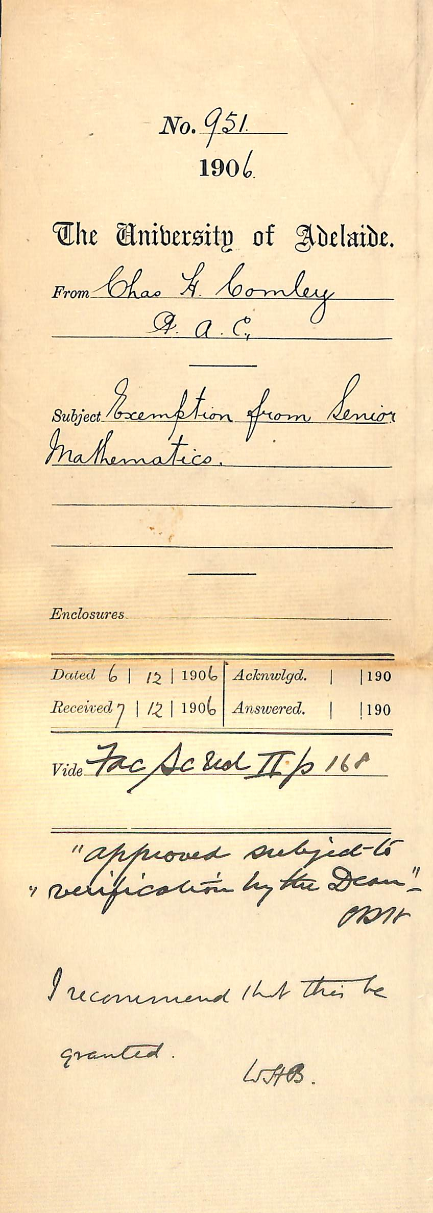 Exemption from Senior Mathematics 