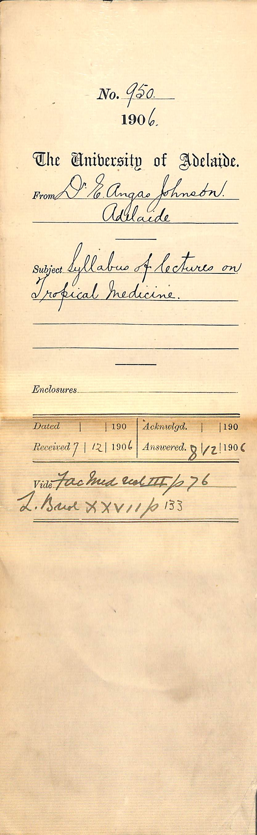 Syllabus of Lectures on Tropical Medicine