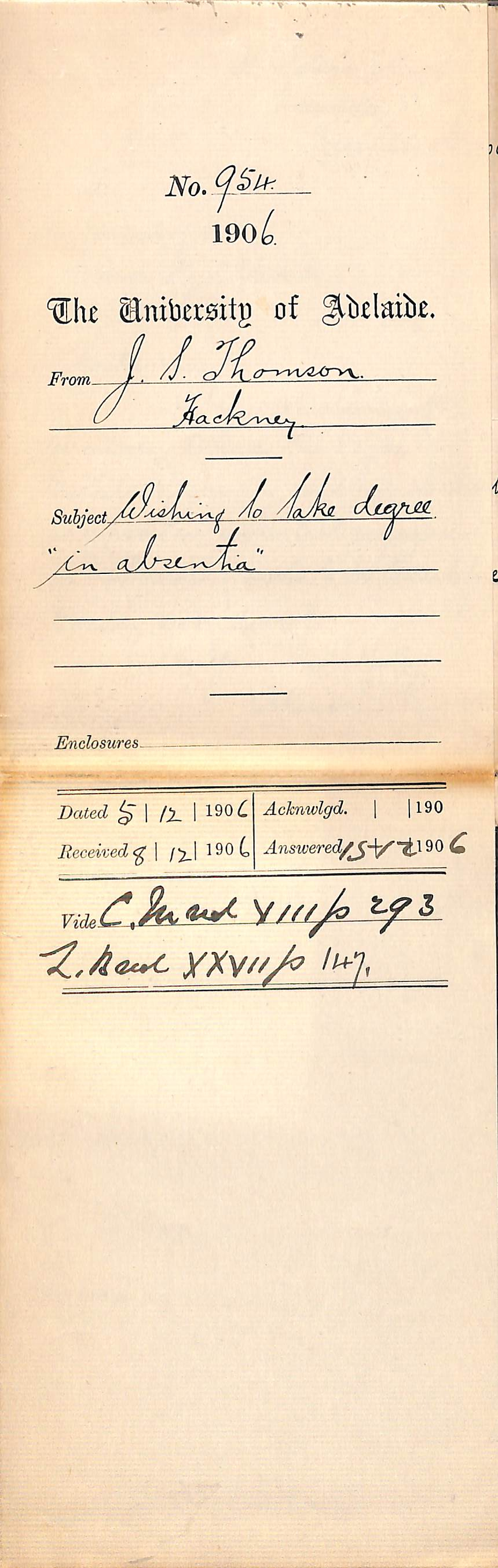 Wishing to take Degree in absentia